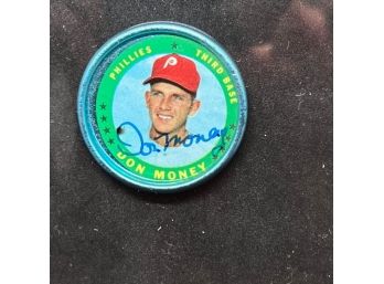 1971 TOPPS COIN DON MONEY AUTOGRAPHED!!!