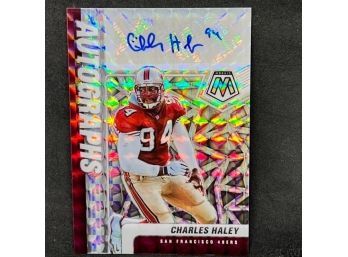 2021 MOSAIC AUTOGRAPHS CHARLES HALEY SILVER PRIZM - HALL OF FAMER