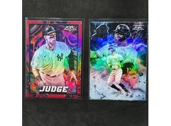 2022 TOPPS FIRE AARON JUDGE RED FOIL AND FIRED UP FOIL (2)
