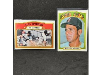 (2) 1972 TOPPS LUIS APARICIO IN ACTION AND BASE - HALL OF FAMER