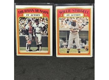 (2) 1972 TOPPS THURMAN MUNSON & WILLIE STARGELL IN ACTION