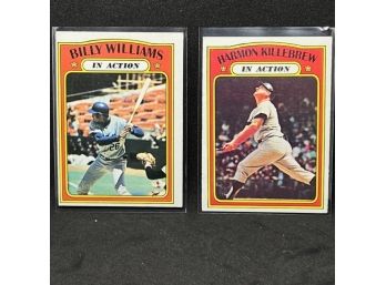 (2) 1972 TOPPS BILLY WILLIAMS AND HARMON KILLEBREW IN ACTION
