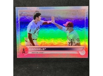 2022 TOPPS SERIES ONE SHOHEI OHTANI FEAT MIKE TROUT RAINBOW FOIL