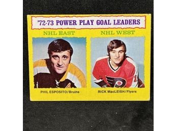 1974 TOPPS POWER PLAY GOAL LEADERS PHIL ESPOSITO & RICK MACLEISH