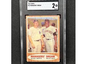 1962 TOPPS MANAGERS' DREAM FEAT. MICKEY MANTLE & WILLIE MAYS!