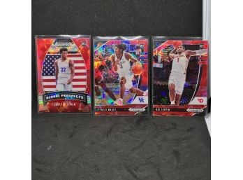 2020-21 PRIZM DP JAMES WISEMAN, TYRESE MAXEY AND OBI TOPPIN ROOKIE CARDS CRACKED RED ICE