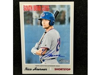 2019 TOPPS HERITAGE MINORS NICO HOERNER AUTOGRAPH!