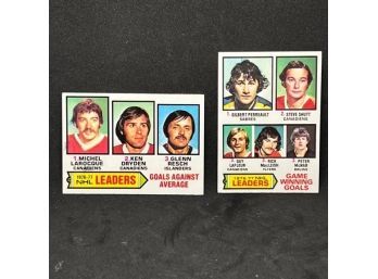 1976-77 TOPPS NHL LEADERS W KEN DRYDEN, BERNIE PARENT,  PERREAULT, LAFLEUR