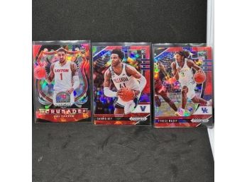 2020-21 PRIZM DP OBI TOPPIN, SADDIQ BEY & TYRESE MAXEY ROOKIE CARDS CRACKED RED ICE