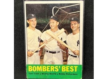 1963 TOPPS BOMBERS' BEST FEAT. MICKEY MANTLE, TOM TRESH & BOBBY RICHARDSON