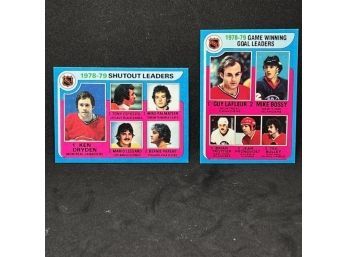 1979 TOPPS SHUTOUT LEADERS & GAME WINNING GOAL LEADERS W/ DRYDEN, ESPOSITO, PARENT, BOSSY AND LAFLEUR!