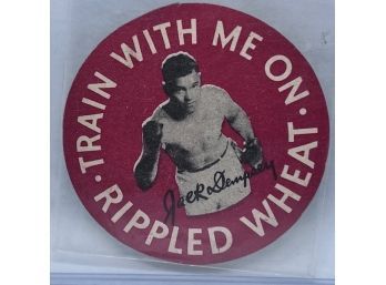 RARE 1936 Jack Dempsey Boxing 'Train With Me Rippled Wheat' Advertising Tab