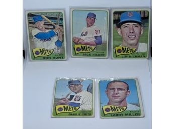 (5) 1965 TOPPS METS LOT: HUNT, FISHER, HICKMAN, SMITH & MILLER