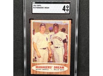 1962 TOPPS MANAGERS' DREAM MICKEY MANTLE & WILLIE PAYS SGC 4!