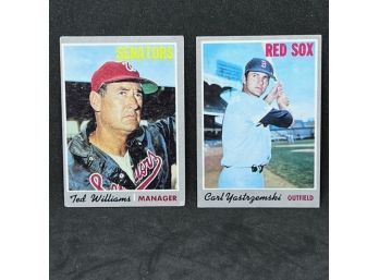 1970 TOPPS CARL YASTRZEMSKI AND TED WILLIAMS - HALL OF FAMERS