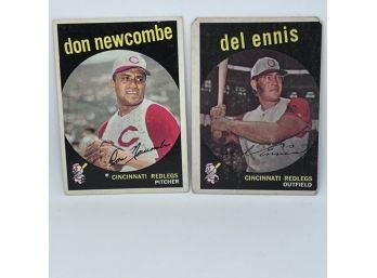 (2) 1959 TOPPS DEL ENNIS & DON NEWCOMBE