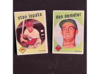 (2) 1959 TOPPS STAN LOPATA & DON DEMETER