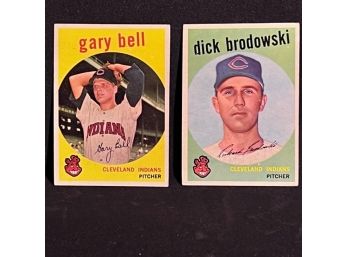 (2) 1959 TOPPS INDIANS: GARY BELL & DICK BRODOWSKI