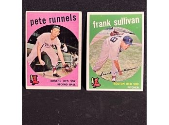 (2) 1959 TOPPS RED SOX: PETE RUNNELS & FRANK SULLIVAN - BOTH RED SOX HALL OF FAMERS