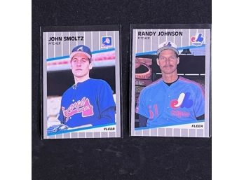 1989 FLEER JOHN SMOLTZ & RANDY JOHNSON ROOKIE CARDS