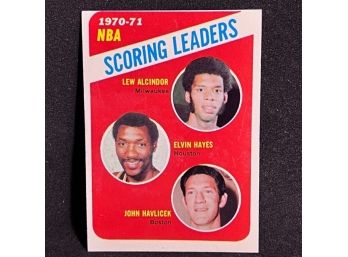 1970-71 TOPPS SCORING LEADERS W. LEW ALCINDOR, ELVIN HAYES & JOHN HAVLICEK - TRIO HALL OF FAMERS