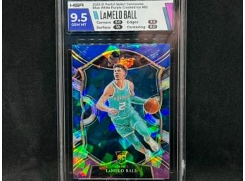 2020-21 PANINI SELECT BLUE WHITE PURPLE CRACKED ICE LAMELO BALL RC GEM MINT
