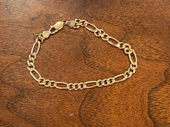 14kt Gold Men's Polish Figaro Link Bracelet 10.38 Grams 8.25 Inches