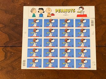 Snoopy Peanuts Full Sheet Of Twenty 34 Cent Stamps