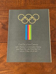 Lake Placid 1976 Olympics Commemorative First Day Issue Stamps With Ceremony Program