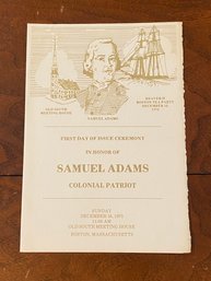 Samuel Adams Patriot First Day Issue Stamp With Commemorative Ceremony Program