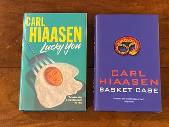 Lucky You & Basket Case By Carl Hiaasen SIGNED UK First Editions