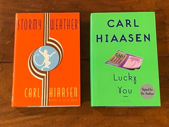 Stormy Weather & Lucky You By Carl Hiaasen SIGNED First Editions