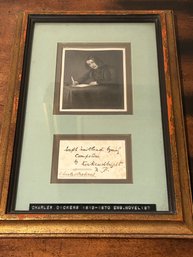 Charles Dickens Cut Signature Framed With Portrait