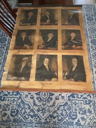 Vintage Portraits Of The First Nine U. S. Presidents On Canvas (pickup Only)
