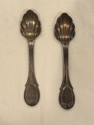 Two Silver Plate Bellini Brazil Demitasse Spoons 3 5/8 Scalloped