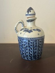Vintage Delft P. Hoppe Porcelain Small Corked Jug Hand Painted Amsterdam Holland