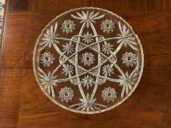 Vintage Glass Serving Tray Plate Platter Star Of David Pattern By Anchor Hocking Clear Cut Glass (Pickup Only)