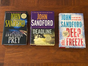 John Sandford SIGNED First Editions - Invisible Prey, Deadline & Deep Freeze