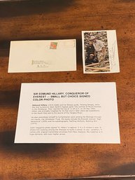 Edmund Hillary SIGNED Magazine Photo With Envelope