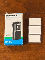 Vintage Panasonic Microcassette Recorder Rn-89 In Original Box With Three Blank Cassettes