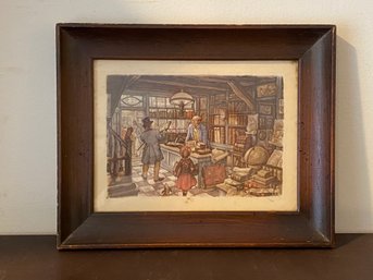 Old Bookstore Print Framed