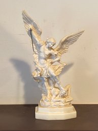 Saint Michael Statue With Marble Base Made In Italy