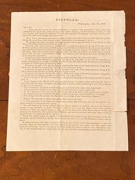 Aaron Ogden Printed And Manuscript Circular Letter SIGNED July 19, 1828