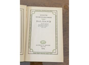 Balisand By Joseph Hergesheimer First Edition