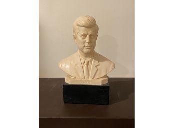 John F. Kennedy By A Santini SIGNED Alabaster Bust On Marble Base Made In ITALY