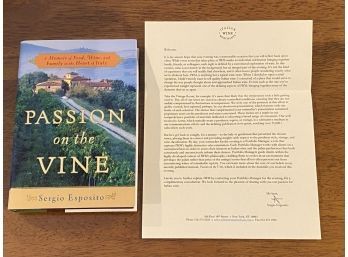 Passion On The Vine By Sergio Esposito First Edition With SIGNED Letter