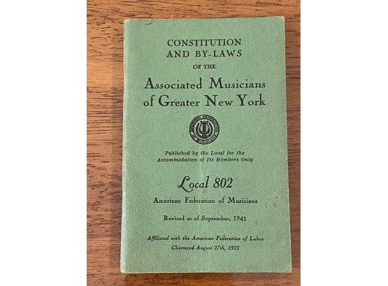 Constitution And By-Laws Of The Associated Musicians Of Greater New York