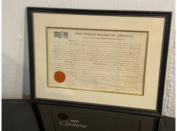Framed General Land Office Certificate Secretarially Signed For Ulysses S. Grant  (Not Eligible For Shipping)