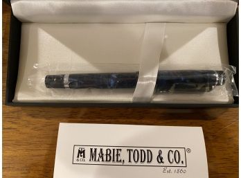 Mabie, Todd & Co. Rialto Blue Marble Rollerball Pen New In Box