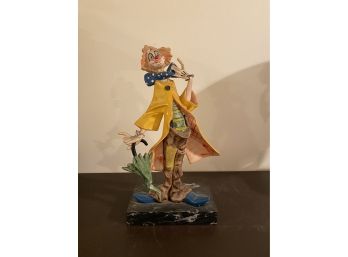 Clown Statue On Carrara Marble Base Made In Italy